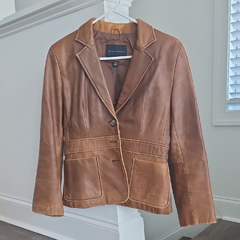 Banana Republic Tan Leather Blazer